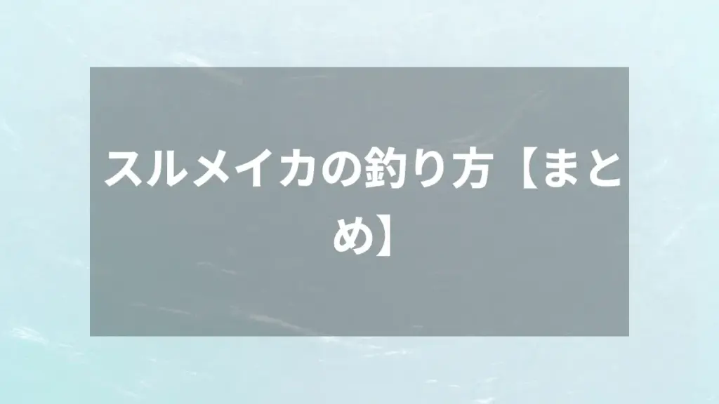 スルメイカの釣り方【まとめ】