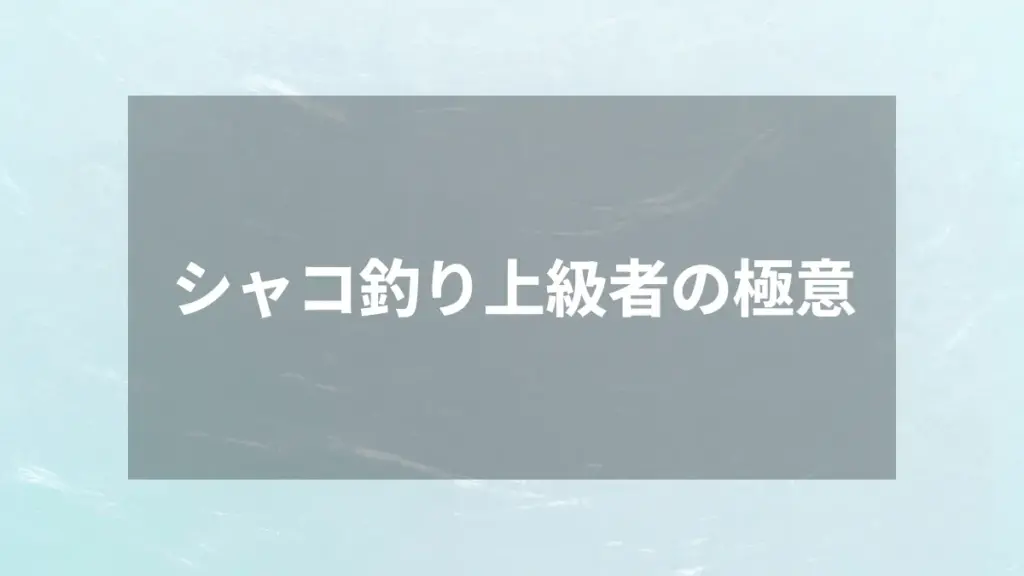 シャコ釣り上級者の極意